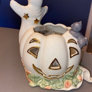 Lenox Occasions HALLOWEEN Votive GHOST & BLACK CAT on Pumpkin New in Box